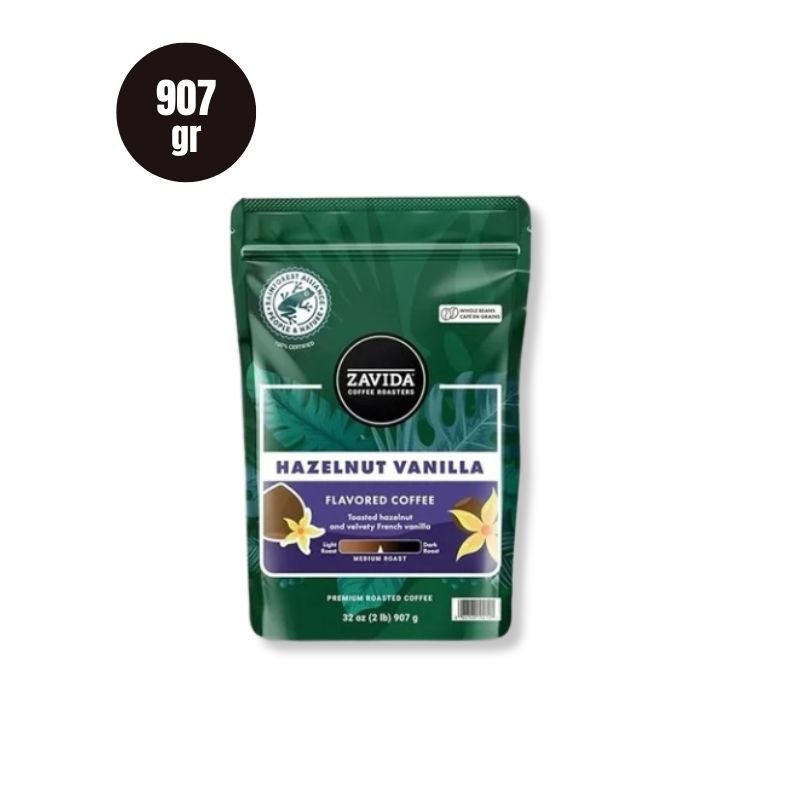 Cafea Zavida boabe aroma alune de padure si vanilie (Hazelnut Vanilla Rainforest Alliance Coffee 907gr)