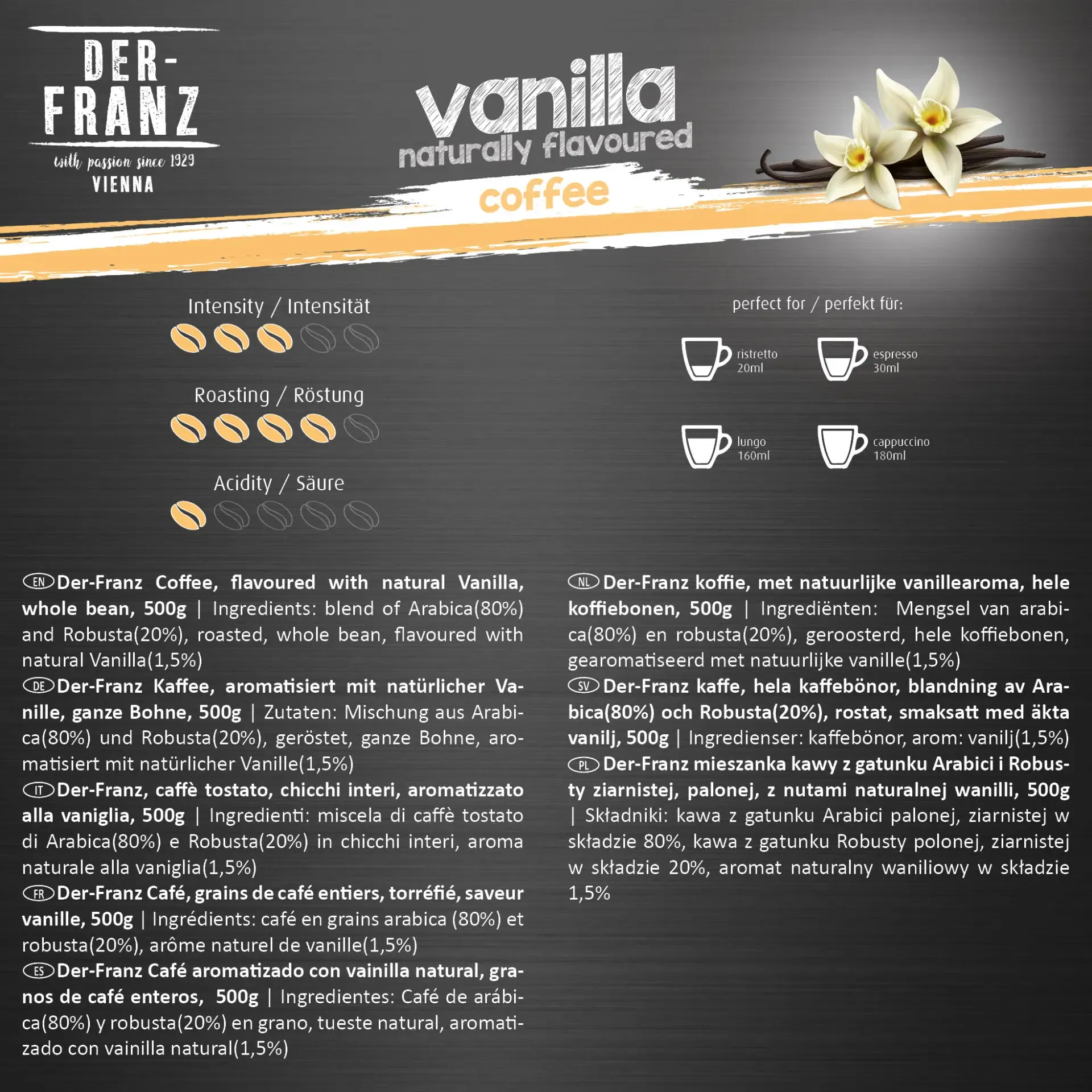 Der-Franz Cafea Boabe Aroma Vanilie 500gr - imagine 3