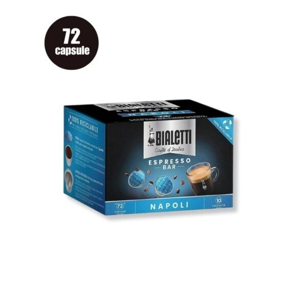 Cutie 72 Capsule Bialetti Espresso Napoli, cafea intensă napolitană 30% Arabica 70% Robusta