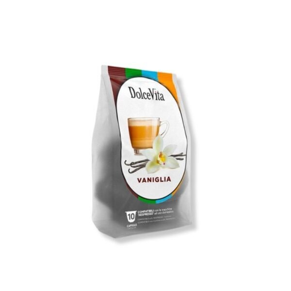 Cutie cu 10 Capsule DolceVita Caffè alla Vaniglia – Compatibile Nespresso, cafea solubilă cu aromă de vanilie