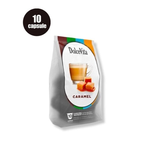 Cutie cu 10 Capsule DolceVita Caramelito – Compatibile Nespresso, cafea instant cu aromă de caramel