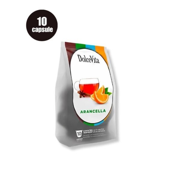 Cutie cu 10 Capsule DolceVita Ceai Arancella – Compatibile Nespresso, infuzie aromată cu portocală și scorțișoară
