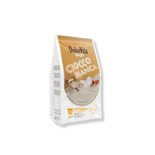 Cutie cu 10 Capsule DolceVita Ciocco Bianca – Compatibile Nespresso, băutură solubilă cu ciocolată albă