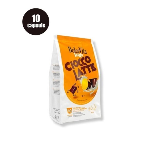 Cutie cu 10 Capsule DolceVita Ciocco Latte – Compatibile Nespresso, băutură solubilă cu ciocolată și lapte