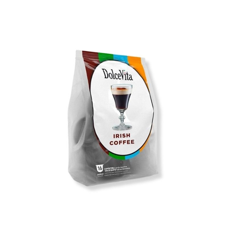 Cutie cu 16 Capsule DolceVita Irish Cappuccino – Compatibile Dolce Gusto, băutură instant cu aromă de cafea irlandeză