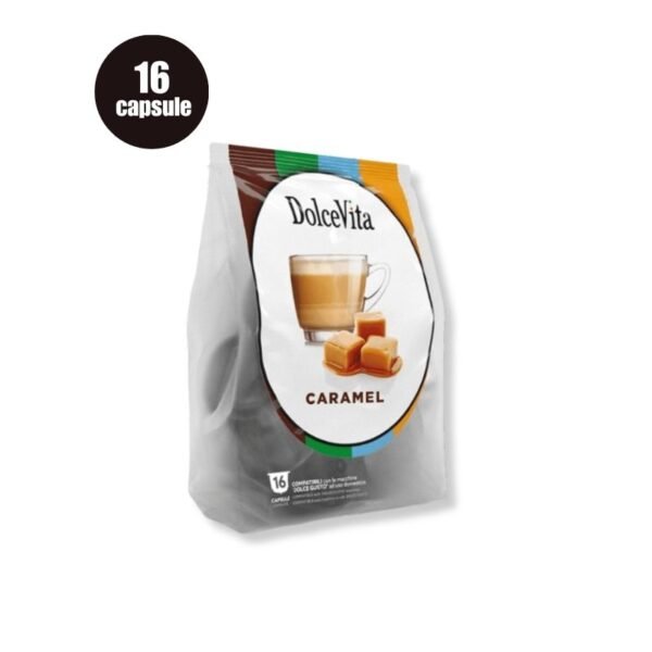Cutie cu 16 Capsule DolceVita Maxi Caramelito – Compatibile Dolce Gusto, cafea instant cu aromă de caramel