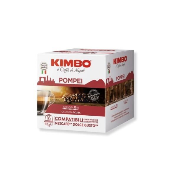 Cutie cu 16 Capsule Kimbo Pompei – Compatibile Dolce Gusto pentru un espresso intens și corpolent