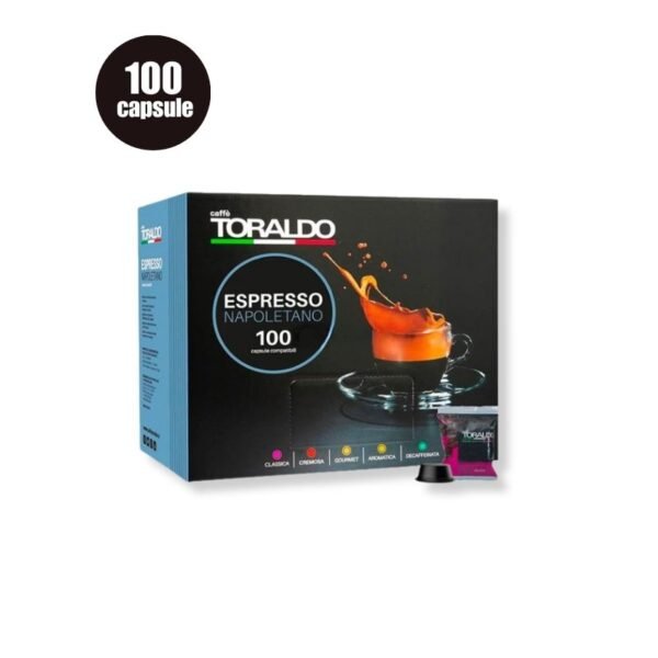 Imagine 100 Capsule Caffe Toraldo Miscela Classica – Compatibile Lavazza Firma, espresso intens și cremos