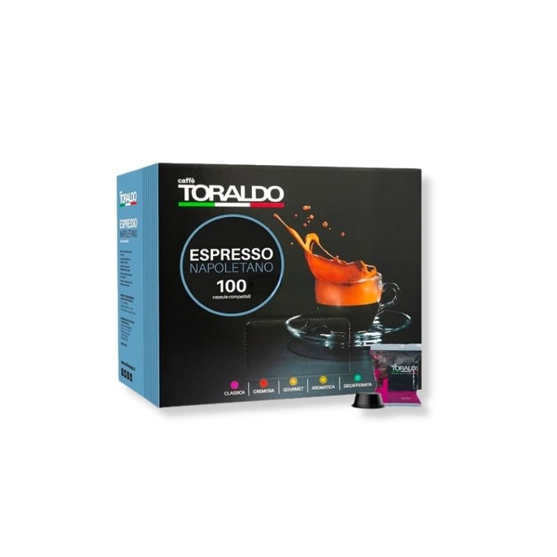 Imagine 100 Capsule Caffe Toraldo Miscela Classica – Compatibile Lavazza Firma, espresso intens și cremos
