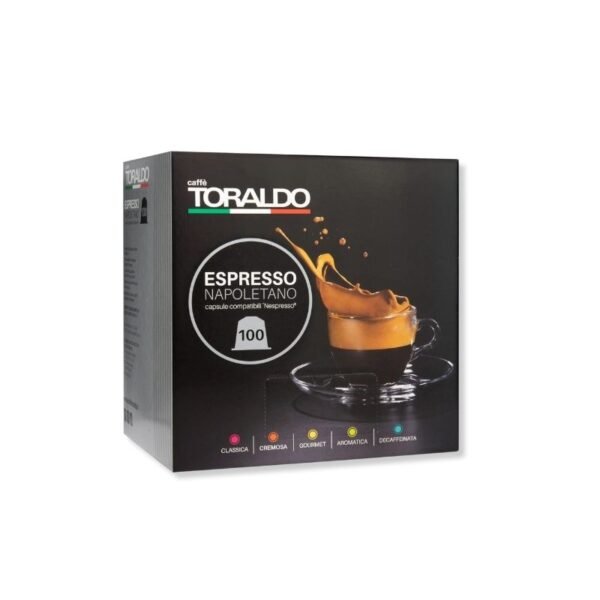 Imagine 100 Capsule Caffe Toraldo Miscela Classica – Compatibile Nespresso, espresso intens cu note de ciocolată