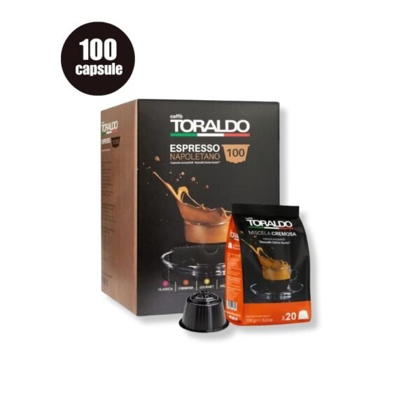Imagine 100 Capsule Caffe Toraldo Miscela Cremosa – Compatibile Dolce Gusto, espresso intens și catifelat