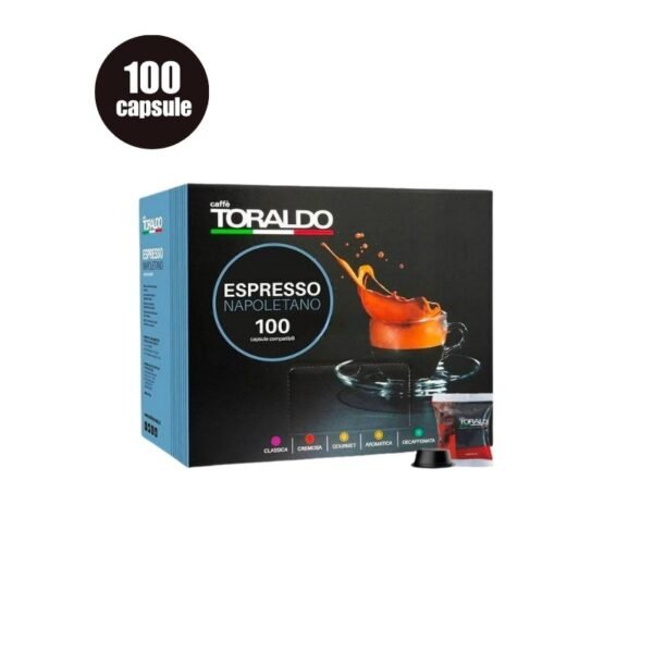 Imagine 100 Capsule Caffe Toraldo Miscela Cremosa – Compatibile Lavazza Firma, espresso robust și cremos