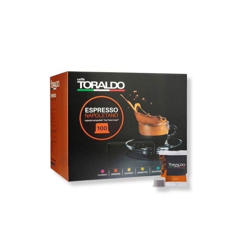 Imagine 100 Capsule Caffe Toraldo Miscela Cremoso – Compatibile Fior Fiore Coop Aroma Vero Martello Mitaca, espresso intens și cremos