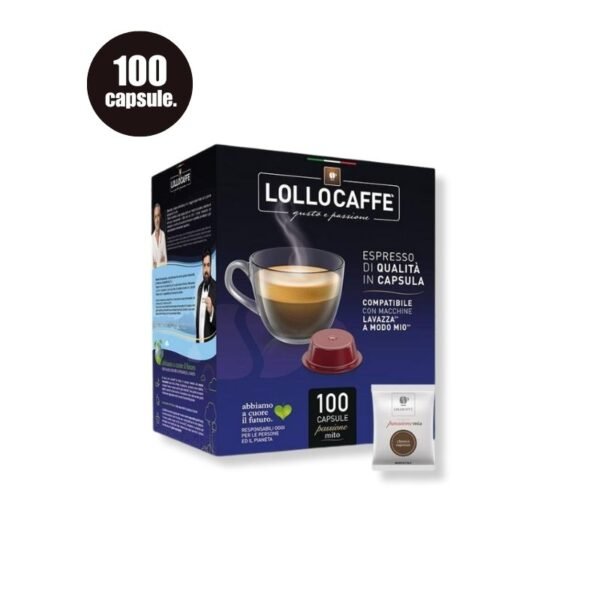 Imagine 100 Capsule Lollo Caffe Espresso Classico – Compatibile A Modo Mio, cafea echilibrată și aromată