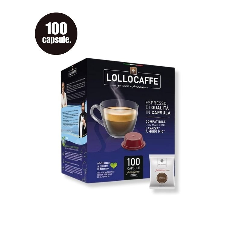 Imagine 100 Capsule Lollo Caffe Espresso Classico – Compatibile A Modo Mio, cafea echilibrată și aromată
