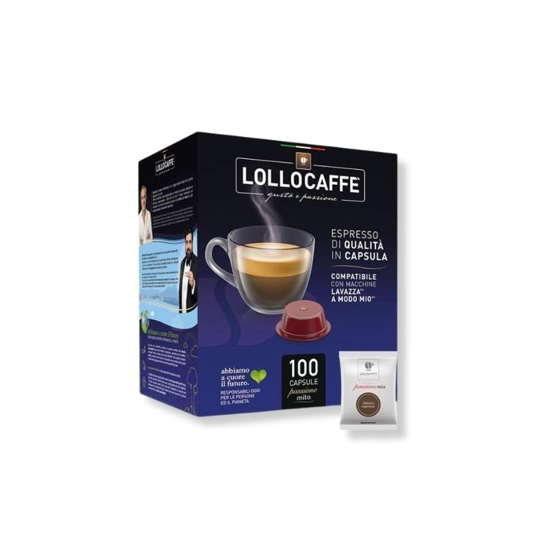Imagine 100 Capsule Lollo Caffe Espresso Classico – Compatibile A Modo Mio, cafea echilibrată și aromată