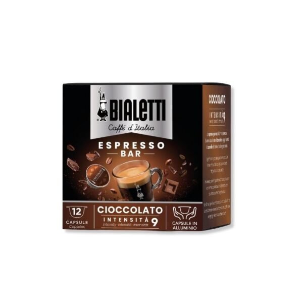 Imagine 12 Capsule Bialetti Espresso Cioccolato, cafea aromatizată cu ciocolată și caramel