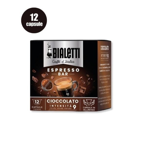 Imagine 12 Capsule Bialetti Espresso Cioccolato, cafea aromatizată cu ciocolată și caramel