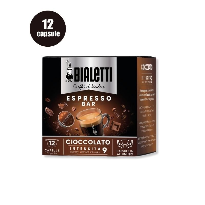 Imagine 12 Capsule Bialetti Espresso Cioccolato, cafea aromatizată cu ciocolată și caramel