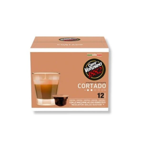 Imagine 12 Capsule Caffe Vergnano Cortado – Compatibile Dolce Gusto, cafea cu lapte echilibrată