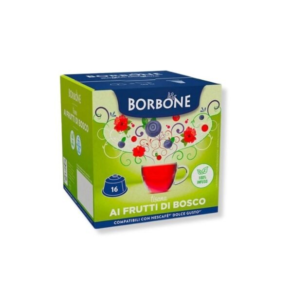 Imagine 16 Capsule Borbone Ceai Fructe de Pădure – Compatibile Dolce Gusto, infuzie fructată