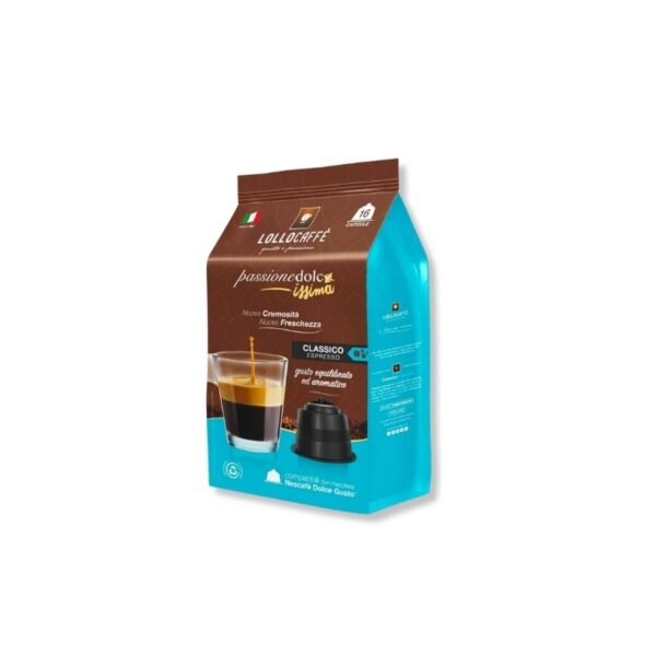 Imagine 16 Capsule Lollo Caffe Espresso Classico – Compatibile Dolce Gusto, cafea echilibrată și aromată
