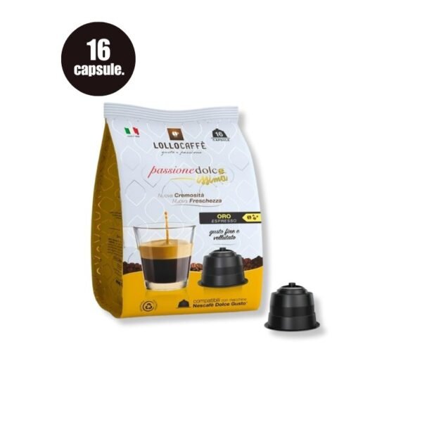 Imagine 16 Capsule Lollo Caffe Espresso Oro – Compatibile Dolce Gusto, cafea fină și catifelată