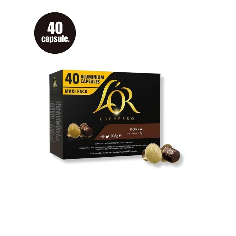 Imagine 40 Capsule L’Or Espresso Forza – Compatibile Nespresso, espresso intens cu note lemnoase