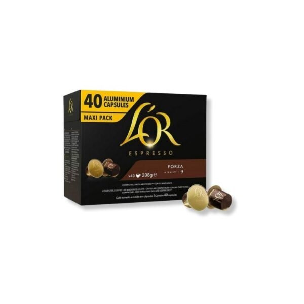 Imagine 40 Capsule L’Or Espresso Forza – Compatibile Nespresso, espresso intens cu note lemnoase