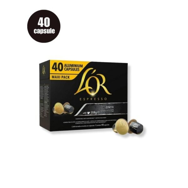 Imagine 40 Capsule L’Or Espresso Onyx – Compatibile Nespresso, espresso intens cu note de cacao
