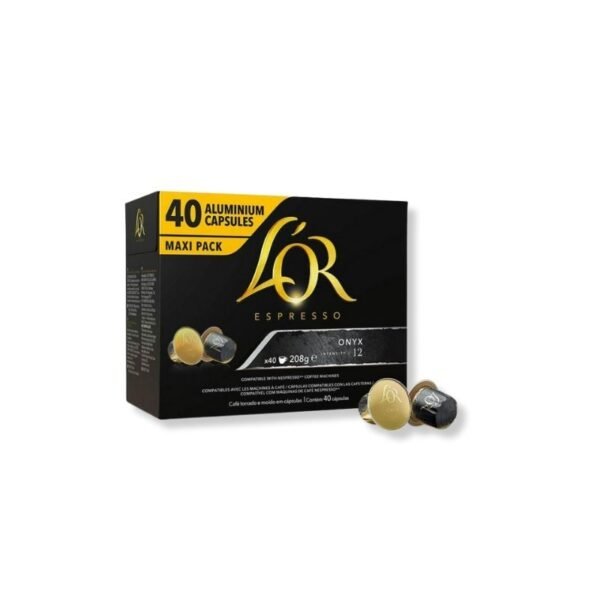 Imagine 40 Capsule L’Or Espresso Onyx – Compatibile Nespresso, espresso intens cu note de cacao