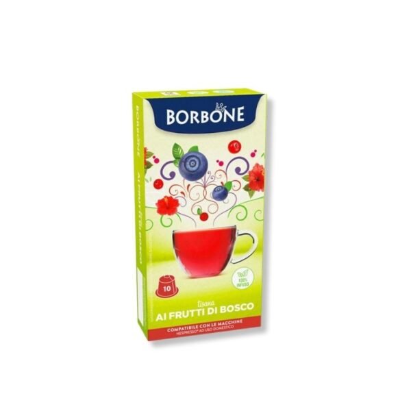 Imagine cu 10 Capsule Borbone Ceai Fructe de Pădure – Compatibile Nespresso, infuzie aromată și fructată