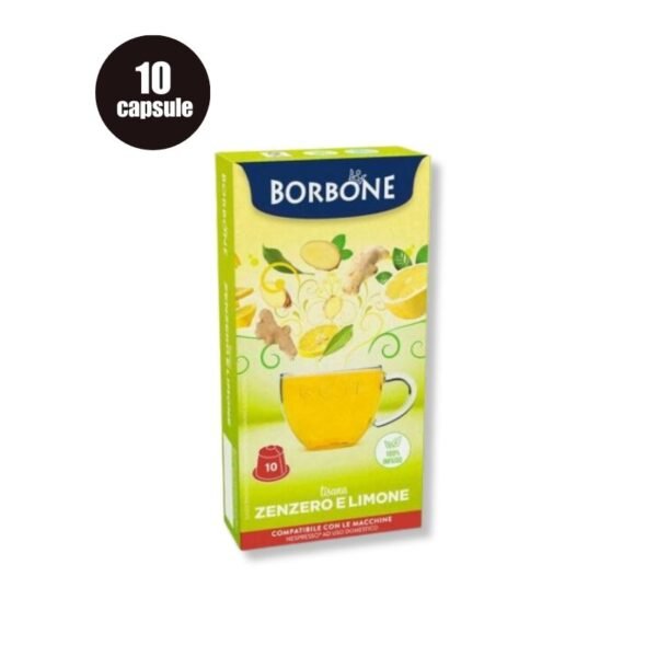 Imagine cu 10 Capsule Borbone Ceai Ghimbir și Lămâie – Compatibile Nespresso, infuzie aromată și revigorantă