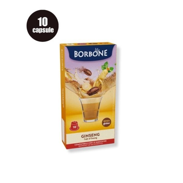 Imagine cu 10 Capsule Borbone Ginseng – Compatibile Nespresso, cafea aromată cu ginseng