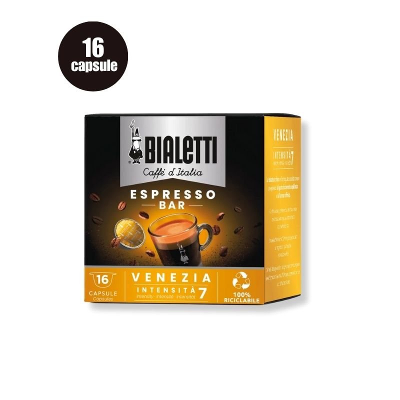 Imagine cu 16 Capsule Bialetti Espresso Venezia, cafea cu note dulci și vanilie
