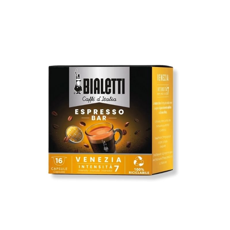 Imagine cu 16 Capsule Bialetti Espresso Venezia, cafea cu note dulci și vanilie