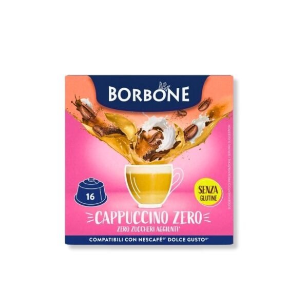 Imagine cu 16 Capsule Borbone Cappuccino Zero – Compatibile Dolce Gusto, cappuccino fără zahăr și grăsimi