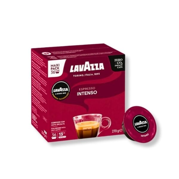 Imagine cu 36 Capsule Lavazza A Modo Mio – Espresso Intenso, cafea cu gust puternic și picant