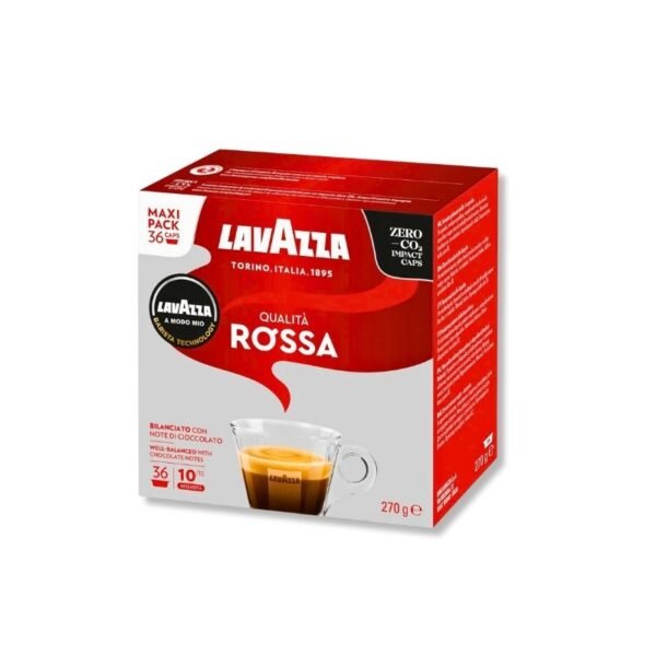 Imagine cu 36 Capsule Lavazza A Modo Mio – Espresso Qualita Rossa, cafea echilibrată și plină de corp
