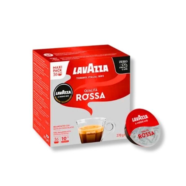 Imagine cu 36 Capsule Lavazza A Modo Mio – Espresso Qualita Rossa, cafea echilibrată și plină de corp