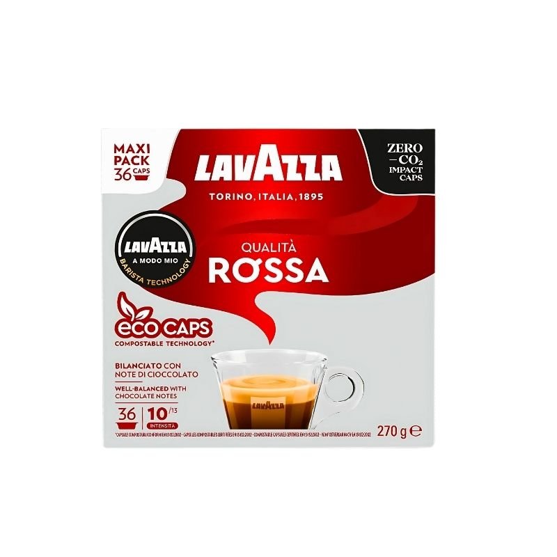 Imagine cu 36 Capsule Lavazza A Modo Mio – Espresso Qualita Rossa, cafea echilibrată și plină de corp