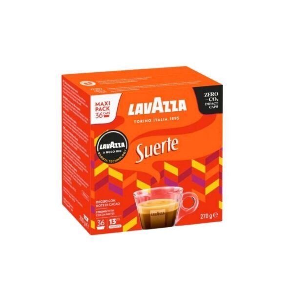 Imagine cu 36 Capsule Lavazza A Modo Mio – Espresso Suerte, cafea intensă și echilibrată