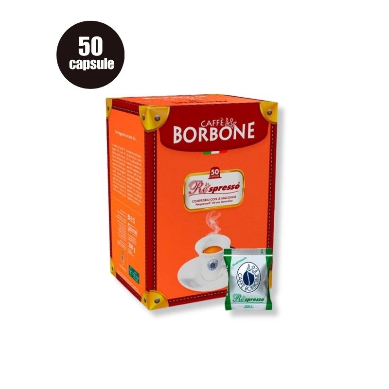 Imagine cu 50 Capsule Borbone Respresso Miscela Dek – Compatibile Nespresso, espresso decofeinizat cremos și aromat