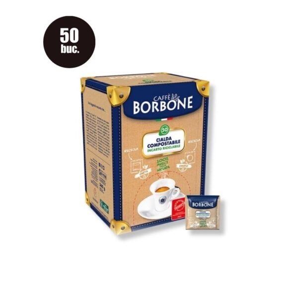 Imagine cu 50 Păduri Biodegradabile Borbone Espresso Miscela Blu – Compatibile ESE44, espresso dens și cremos