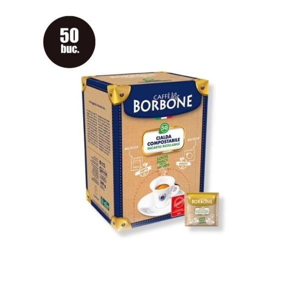 Imagine cu 50 Păduri Biodegradabile Borbone Espresso Miscela Oro – Compatibile ESE44, espresso clasic napolitan