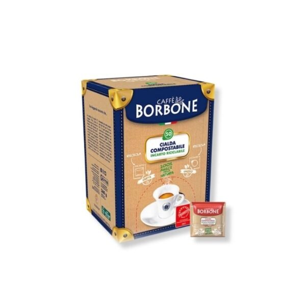 Imagine cu 50 Păduri Biodegradabile Borbone Espresso Miscela Rossa – Compatibile ESE44, cafea intensă și energizantă