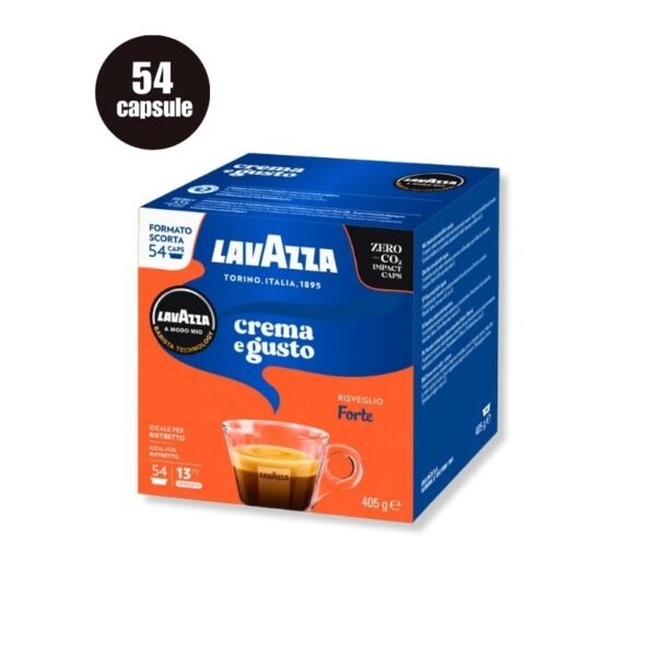 Imagine cu 54 Capsule Lavazza A Modo Mio – Crema e Gusto Forte, cafea puternică cu note de lemn și cacao