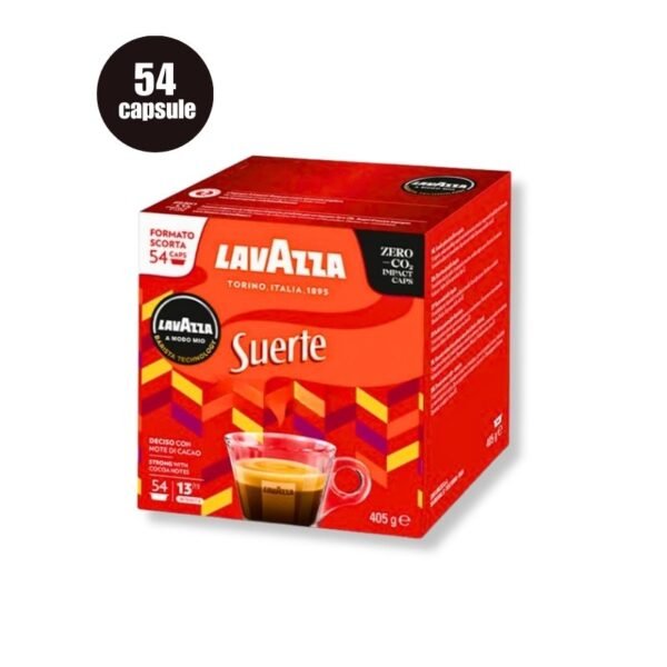 Imagine cu 54 Capsule Lavazza A Modo Mio – Espresso Suerte, cafea intensă și echilibrată