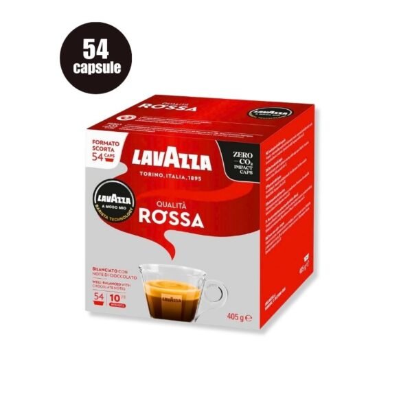 Imagine cu 54 Capsule Lavazza A Modo Mio – Qualita Rossa, cafea echilibrată și plină de corp