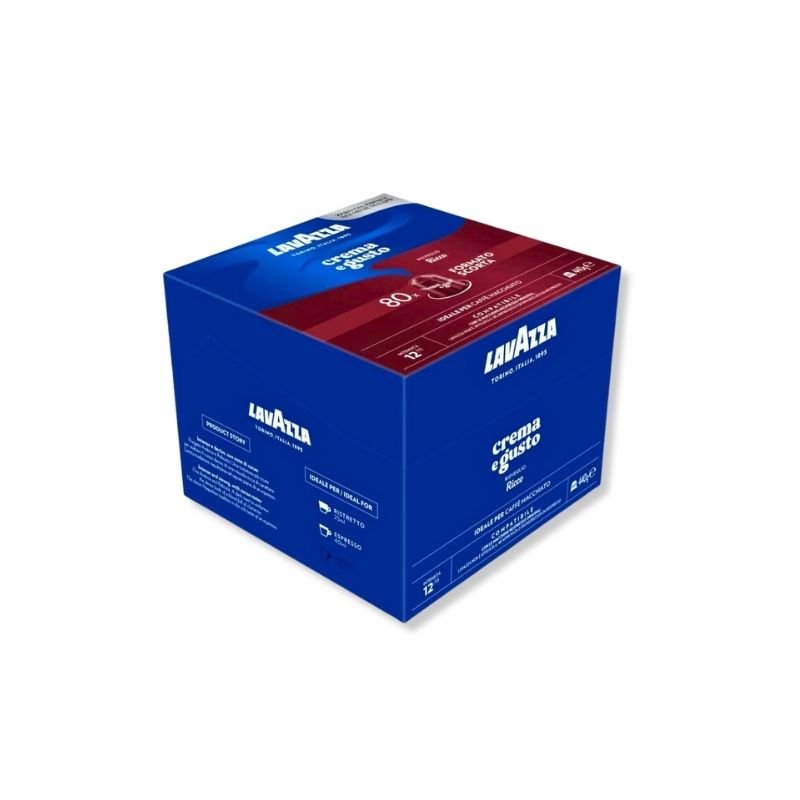 Imagine cu 80 Capsule Aluminiu Lavazza Crema e Gusto Ricco – Compatibile Nespresso, espresso cu note de ciocolată și caramel